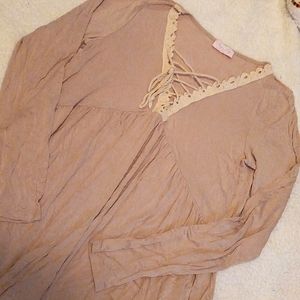 Pink Lily Tan and Cream Top, Medium